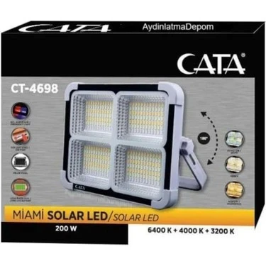 Cata Ct-4698 Portatif Solar Aydınlatma Projektör ürün görseli 1