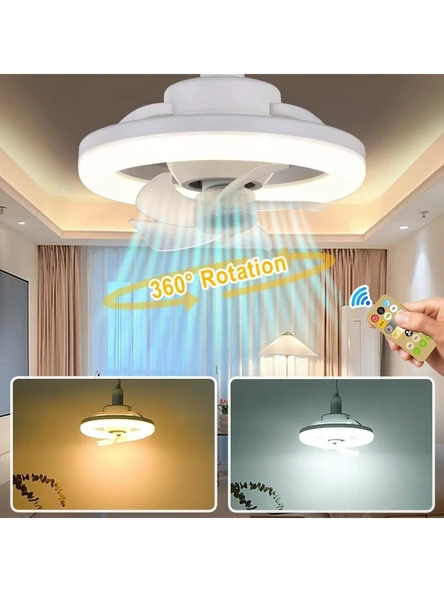 Fuji Led 360 derece dönen SARHOŞ Tavan Vantilatörü 3 RENK Işık E27 Akıllı Fan Uzaktan Kumandalı ürün görseli 1