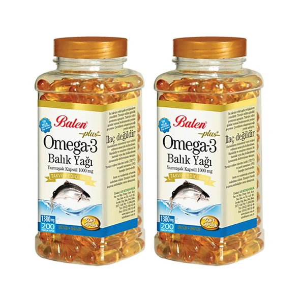 Balen Omega 3 Plus Balık Yağı 2 Adet 1380 Mg 200 Kapsül ürün görseli 1