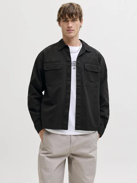 JCOBEN CLASSIC FUSION BADGE OVERSHIRT Black Black L ürün görseli 1