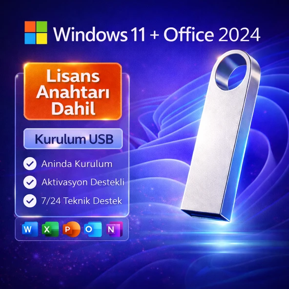 Windows 11 + Office 2024 Kurulum USB’si ve Lisans Anahtarları - Aktivasyon Destekli Paket ürün görseli 1