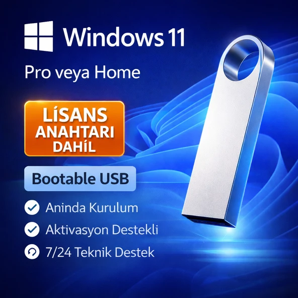 Windows 11 Kurulum USB ve Lisans Anahtarı (Pro & Home) - Aktivasyon Destekli ürün görseli 1