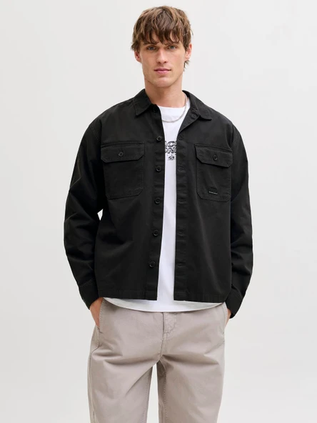 JCOBEN CLASSIC FUSION BADGE OVERSHIRT Black Black XL ürün görseli 1