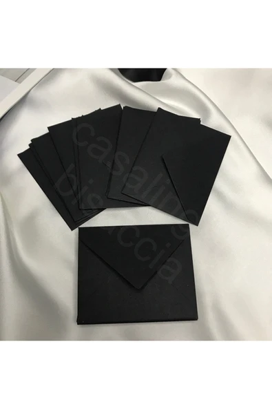Siyah Zarf Küçük Mesaj Zarfı Black Envelope Renk Seçenekli 7x9 Cm - 10 Adet ürün görseli 1