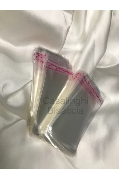 5x15 Cm (KAPAK PAYI DAHİL) Yapışkanlı Jelatin Poşet Bantlı Şeffaf Opp Torba Paket - 100 Adet ürün görseli 1