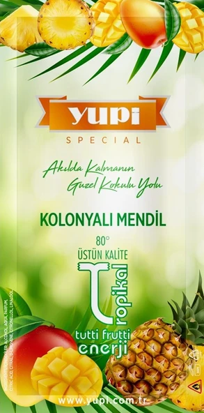 Yupi Tropikal ve Atlantik Kolonyalı Mendil (Edp Parfümlü) - 50 Adet ürün görseli 1