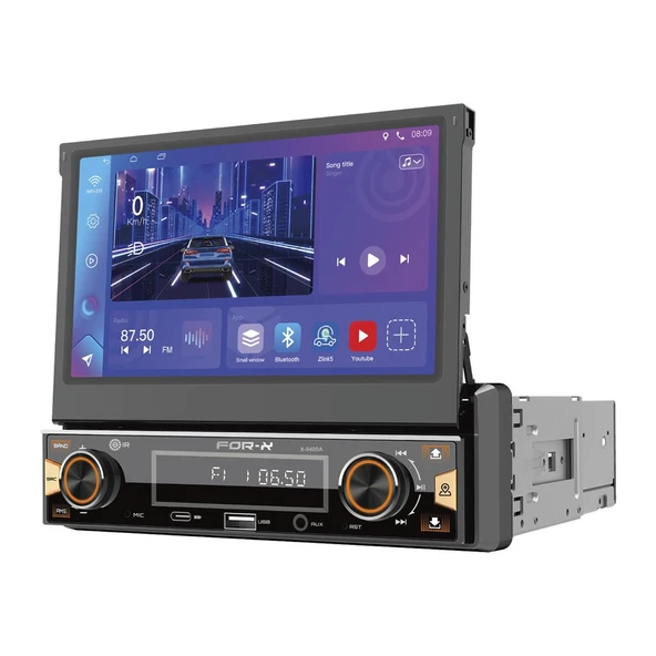 for-x x-9400A V4-7'hd-android 2gb-32gb-wifi-bt-usb-2026 MODEL-carplay-telefon şarz-4x60w-kameralı oto indash teyp- ürün görseli 1