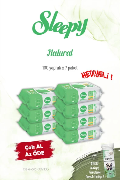 Sleepy Natural 7 Paket Kişisel Bakım Havlusu 100'lü ve Rosie ürün görseli 1
