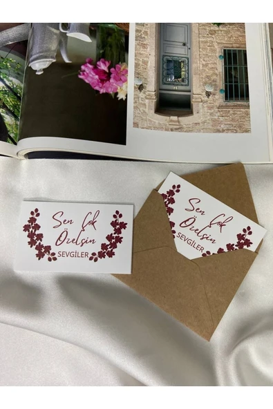 Sen Çok Özelsin Sevgiler Kartı Tek Taraflı Mesaj Kartı Özel Gün Serisi 8x5 Cm - 40 Adet ürün görseli 1