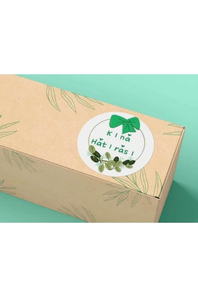 Kına Hatırası Etiketi Yeşil Fiyonk Yuvarlak Mat Sticker Kutlama Düğün Nişan 4 Cm (100 ADET) ürün görseli 1