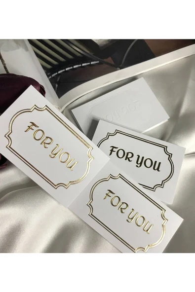 Gold Renk Parlayan Kabartmalı For You Kart Mesaj Kartı 8x5 Cm - 15 Adet ürün görseli 1