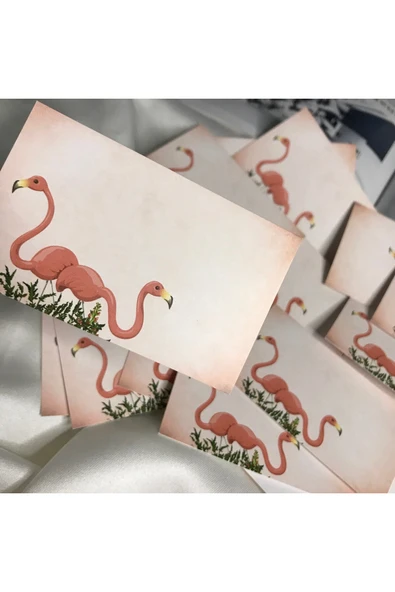 Flamingo Yazısız Kart Modelleri Küçük Mini Kartpostal Not Kartı 8x5 Cm - 10lu ürün görseli 1