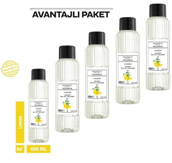 Limon Kolonyası 80 Derece Pet Şişe 400 ml 5Lİ SET ürün görseli 1