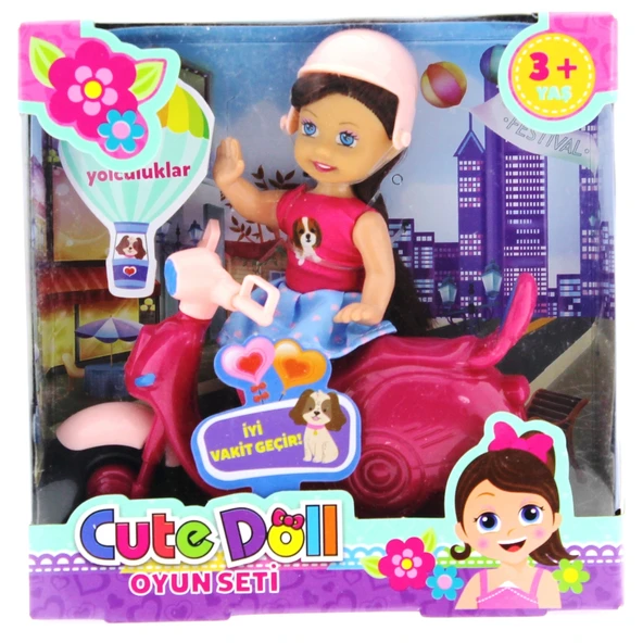 Cute Doll Mini Bebek ve Mor Vespa - Resim 5