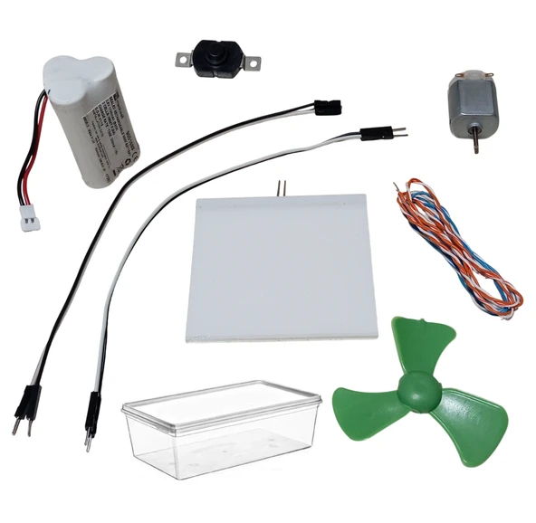 Kutulu 2 in 1 DC 3.6V Pil Led Panel Motor Anahtar Pervane Öğrenci Elektrik Devresi Hobi Deney Seti ürün görseli 1