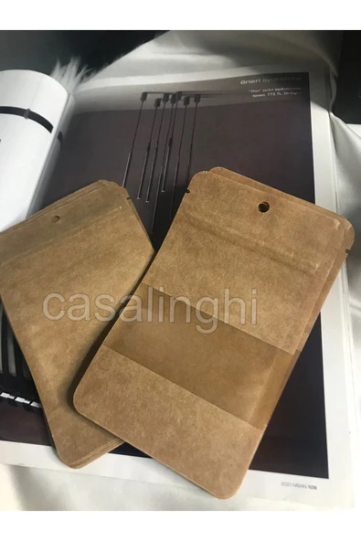 Kraf Doypack Pencereli Ön Şeffaf 8,5x14,5 cm 10 Adet ürün görseli 1