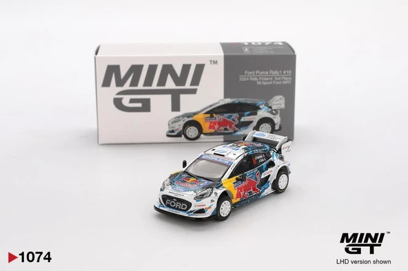 Mini GT 1074 Ford Puma Rally1 #16 M-Sport Ford WRT 2024 Rally Finland 3rd Place 1/64 Model Araba ürün görseli 1