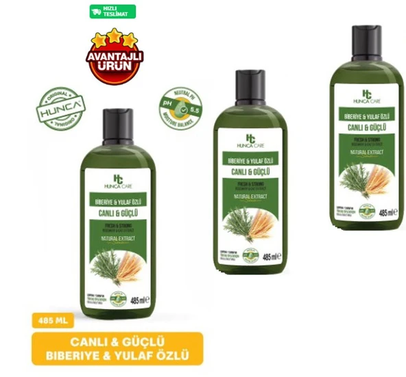 Biberiye & Yulaf Özlü Şampuan, Saç Dökülmesine Karşı Yardımcı 485 ml 3 lü Set ürün görseli 1