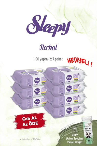 Sleepy Herbal 7 Paket Kişisel Bakım Havlusu 100'lü ve Rosie ürün görseli 1