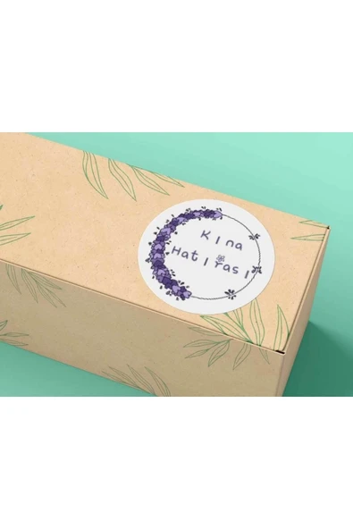 Kına Etiketi Mor Kına Hatırası Mat Sticker 4 Cm (100 Adet) ürün görseli 1