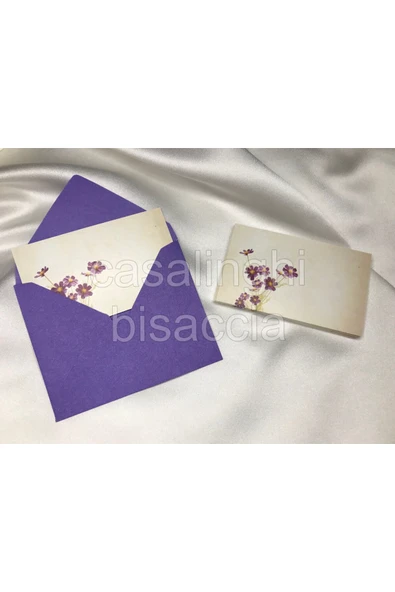 Mor Çiçekli Küçük Mesaj Kartı Yazısız Kart Modelleri Mini Kartpostal 8x5 Cm - 10 Adet ürün görseli 1
