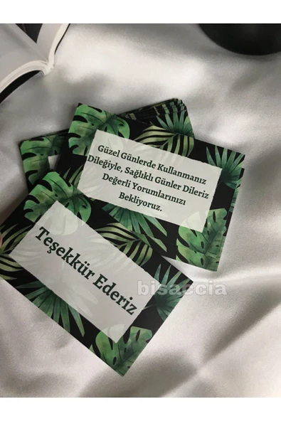 20 Adet- Teşekkür Ederiz Kartı Küçük Tebrik Kartı Yeşil Yapraklar Çift Taraflı Cards 8x5 cm ürün görseli 1