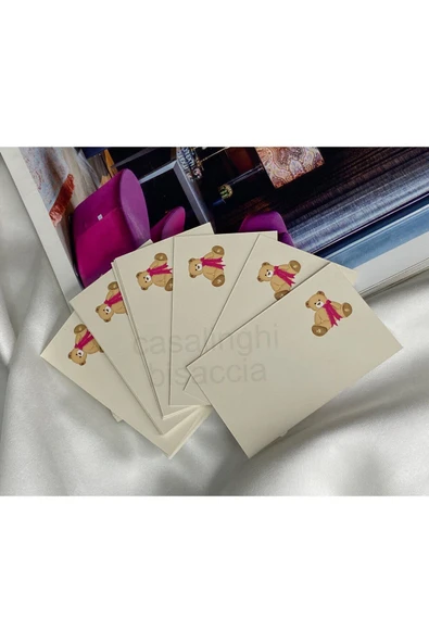 Sevimli Ayıcık Not Kartı Cute Bear Greeting Card Tebrik Kartı İşletme Tek Taraflı Kart 8x5 Cm - 20li ürün görseli 1