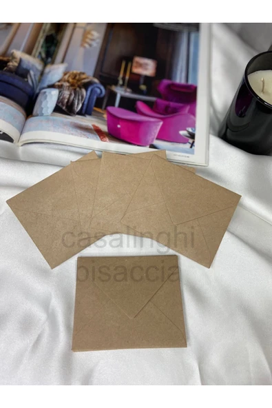 5 Adet - Sevimli Küçük Mesaj Zarfı Kraft Renk Seçenekli - 7x9 Cm ürün görseli 1