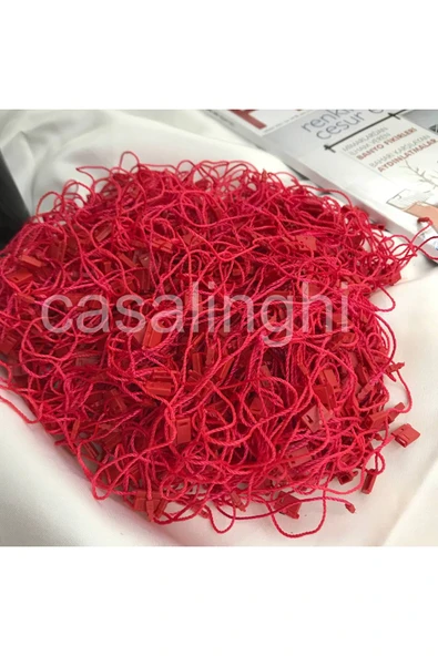 Kırmızı Kilitli İp Renkli Asmalı Etiket İpi Red Lock String Tag Rope - 25 Adet ürün görseli 1