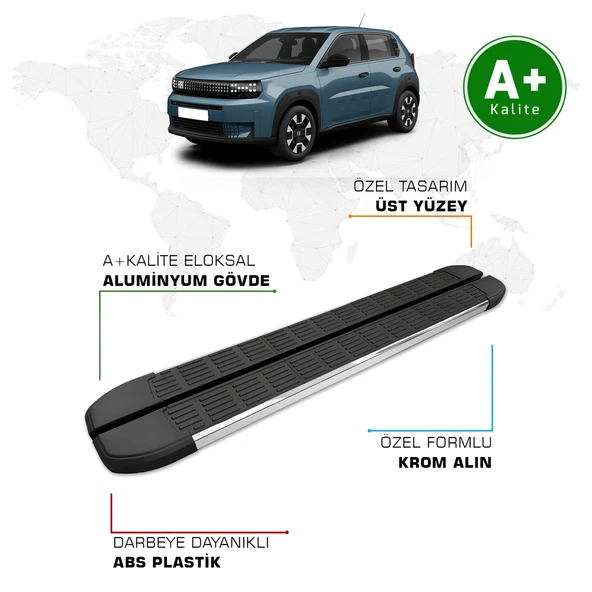 Fiat Grande Panda Hybrid Yan Basamak 2025 Model ve Sonrası S-Line Krom ürün görseli 1