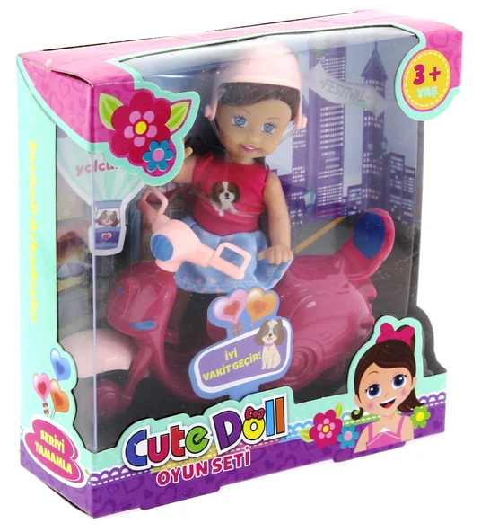 Cute Doll Mini Bebek ve Mor Vespa - Resim 4
