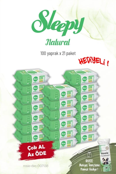 Sleepy 20'li Natural Kişisel Bakım Havlusu 100'lü ve Rosie ürün görseli 1
