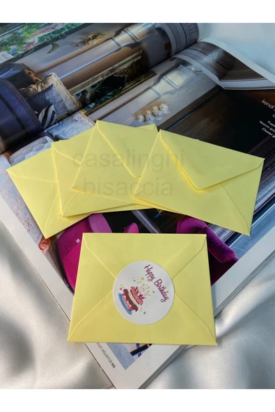 Sarı Küçük Mesaj Zarfı Yellow Envelope Renk Seçenekli  7x9 Cm - 10 Adet ürün görseli 1