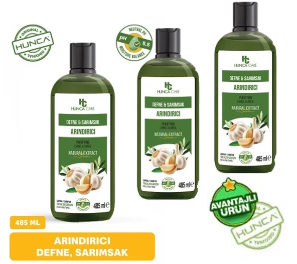 Defne Ve Sarımsaklı Şampuan, Saç Dökülmesine Karşı Yardımcı 485 ml 3 lü Set ürün görseli 1