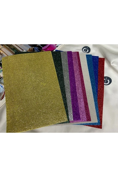Simli Eva Karışık Renkli Eva Tabaka Okul Kurs Hobi Sanatsal Malzemeler 20x30 Cm - 10lu ürün görseli 1