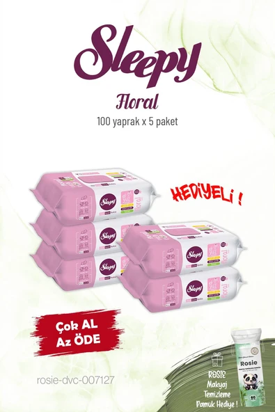 5 Paket Sleepy Floral Kişisel Bakım Havlusu 100'lü ve Rosie ürün görseli 1