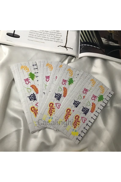 Renkli Çift Taraflı İngilizce Yazılar Cetvel Kitap Ayracı Hediyelik Okul Kurs Birthday 20 Adet ürün görseli 1