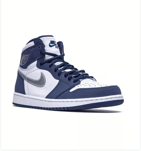 Air Jordan 1 Mid Mavi Bay Bayan Basketbol Ayakkabısı ürün görseli 1