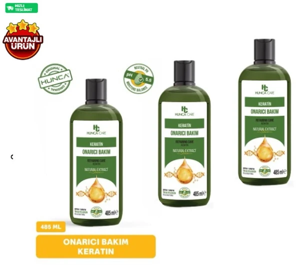 Keratin Saç Dökülmesine Karşı Şampuan 485 ml 3 lü SET ürün görseli 1