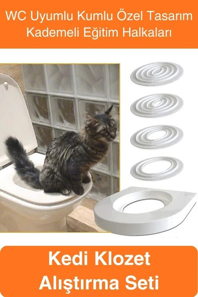 #Kedi Kedi Klozet Alıştırma Seti WC Uyumlu Kum Kabı Tuvalet Eğitim Aparatı Yavru & Yetişkin İçin ürün görseli 1