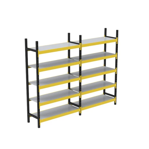 5 Katlı Duble Midi Rack - Ekonomik Depo,Arşiv, Kiler Rafı   Siyah-Turuncu 35x120 cm 150 cm ürün görseli 1