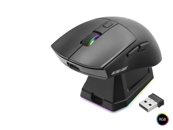 Kablosuz Gaming Rgb Mouse Şarj Standlı - Siyah MF1215B ürün görseli 1