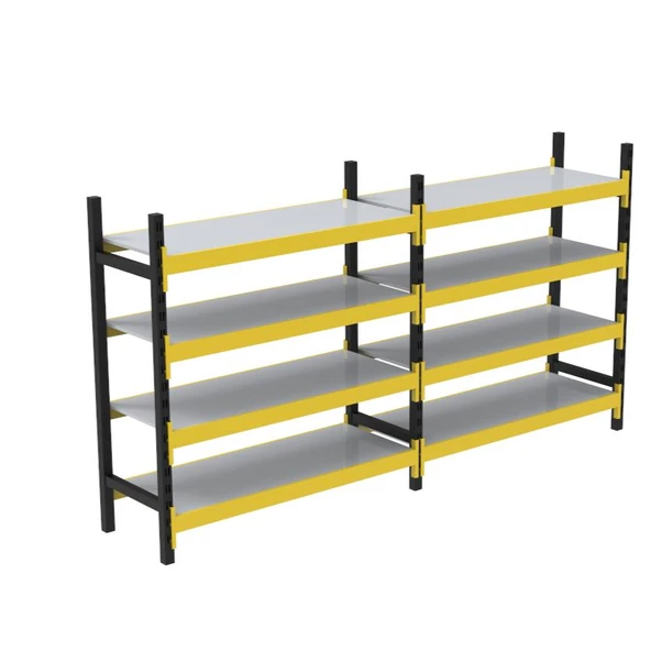4 Katlı Duble Midi Rack - Ekonomik Depo,Arşiv, Kiler Rafı   Siyah-Turuncu 46x90 cm 100 cm ürün görseli 1