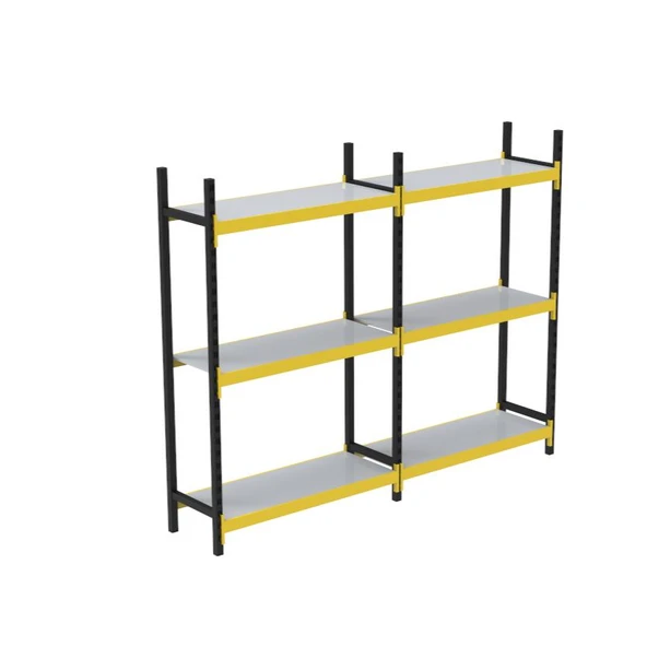3 Katlı Duble Midi Rack - Ekonomik Depo,Arşiv, Kiler Rafı   Siyah-Turuncu 46x120 cm 100 cm ürün görseli 1