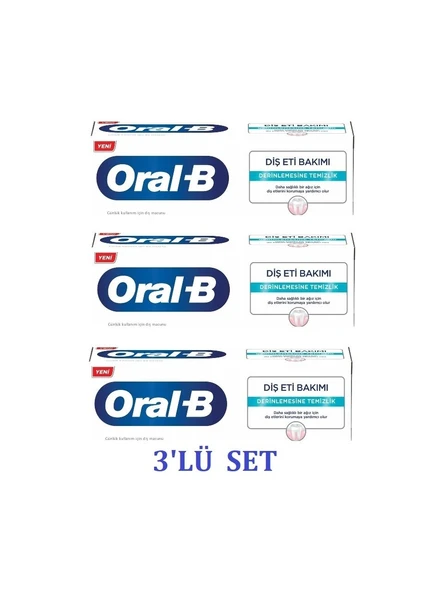 Oral-B Diş Macunu Derinlemesine Temizlik 3 Adet x 65 ml Diş Eti Bakımı + Hediye Dynamic Diş Fırçası Orta ürün görseli 1