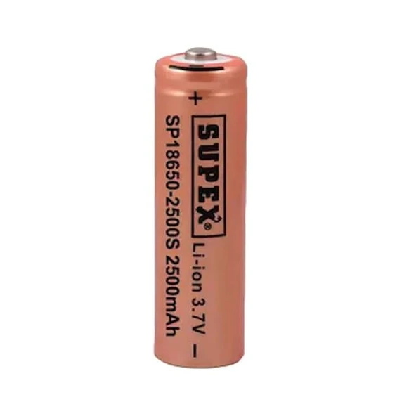 Supex 18650 – 2500S 3.7V 2500 Mah Başlı Li-Ion Pil ürün görseli 1