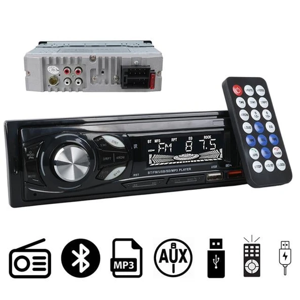 Carstar CS-107 Çift USB/SD/FM/AUX/Bluetooth Kumandalı Oto Teyp 4X60 Watt ürün görseli 1