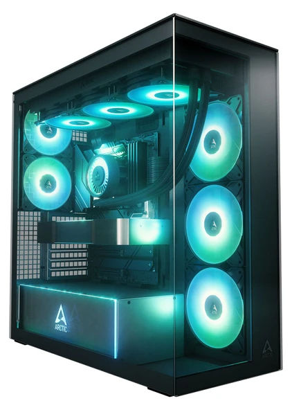 ARCTIC Xtender Black / Mirror Glass ACPCC00018A, E-ATX, RGB, Mirror Tempered Glass, 5 Fan Siyah Gaming  Kasa ürün görseli 1