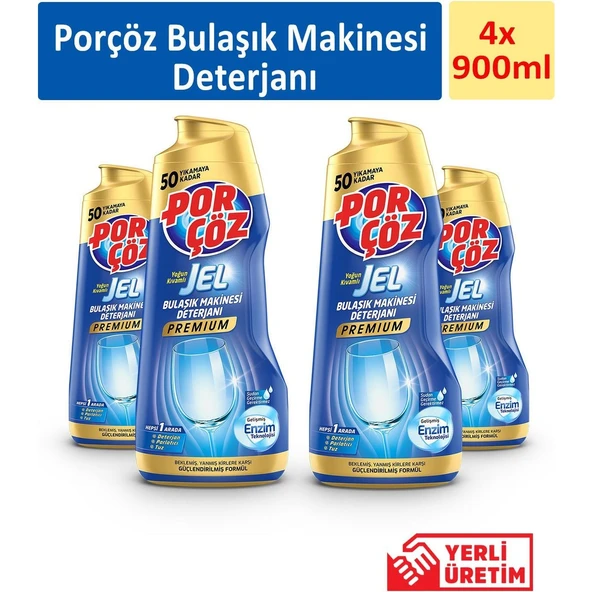 Porçöz Bulaşık Makinesi Deterjanı 900 ml  (4 adet) ürün görseli 1