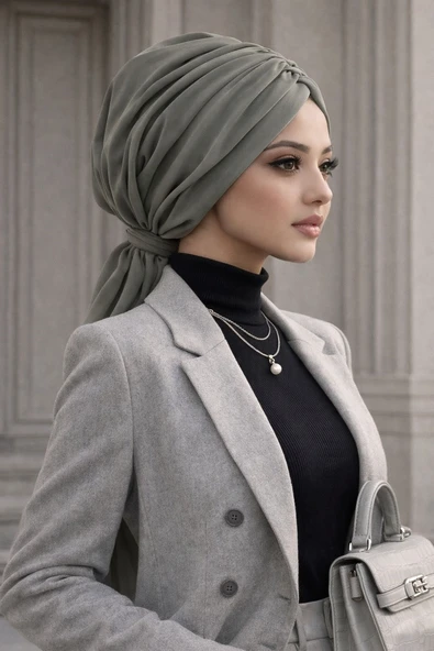 Kuşkonmaz Şifon Tokalı Bone - Resim 2